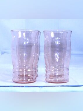 Antique Pink Depression MacBeth-Evans Glass Co. Rib Optic Juice Glass Set of 4